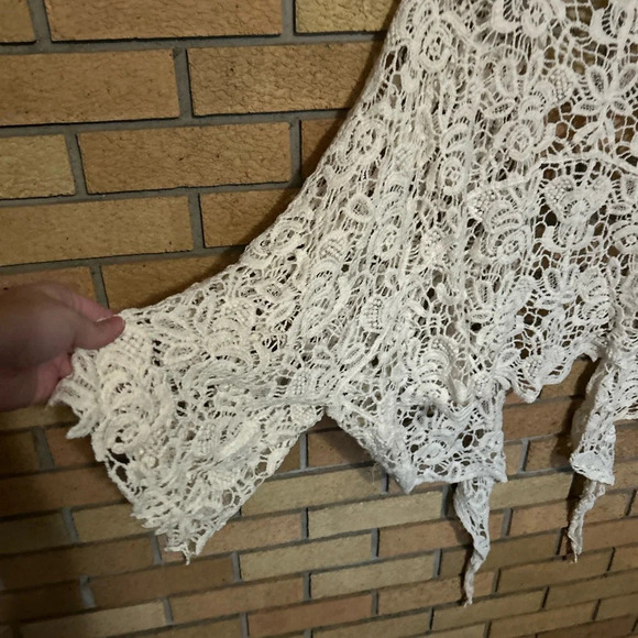 Anthropologie Raj Floral Wrap Shrug Crochet Beige 100% Cotton One Size - Picture 5 of 5